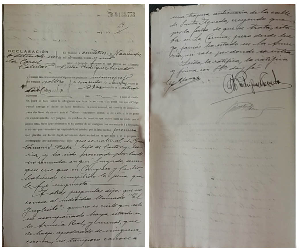 Declaración de El Cubano sobre el robo de la corona de Suintila