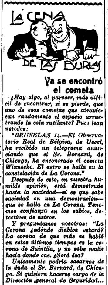Noticia en el periódico la Voz sobre el robo de la corona de Suintila