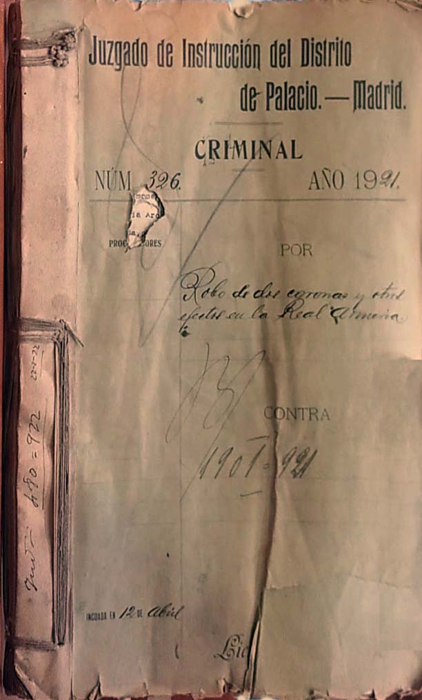 Expediente del Juzgado de Palacio de Madrid sobre el robo de la corona de Suintila